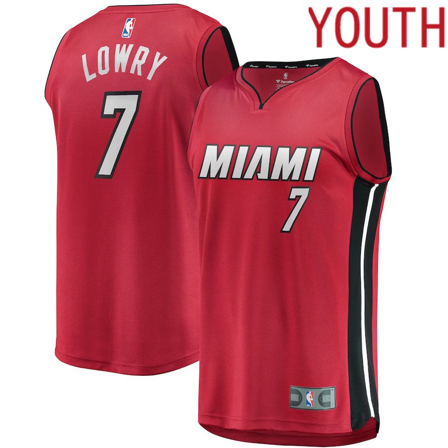 Youth Miami Heat #7 Kyle Lowry Fanatics Branded Red Fast Break Player NBA Jersey